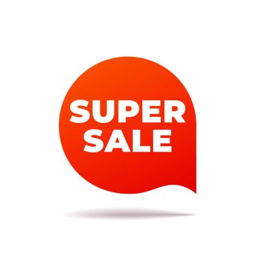 Beyaz arka planda Kırmızı Vektör Banner konuşma balonu.