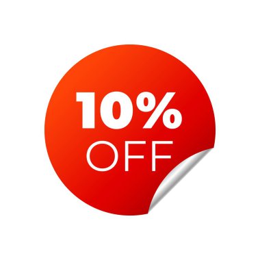 Beyaz arka plan üzerinde Kırmızı Vektör Banner Sticker.