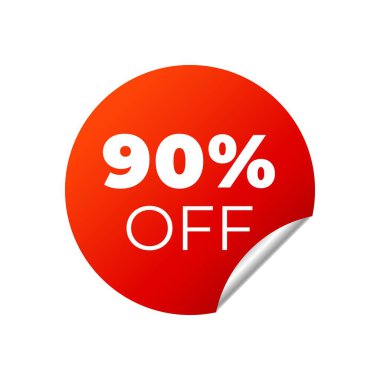 Beyaz arka plan üzerinde Kırmızı Vektör Banner Sticker.