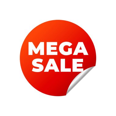 Beyaz arka plan üzerinde Kırmızı Vektör Banner Sticker.