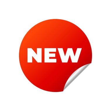Beyaz arka plan üzerinde Kırmızı Vektör Banner Sticker.