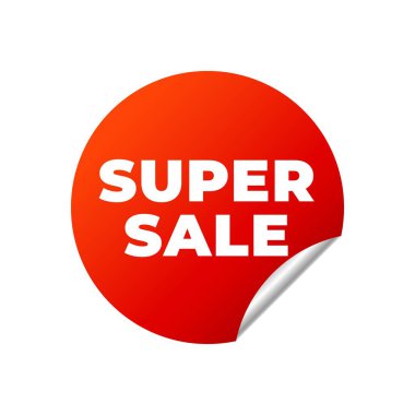 Beyaz arka plan üzerinde Kırmızı Vektör Banner Sticker.