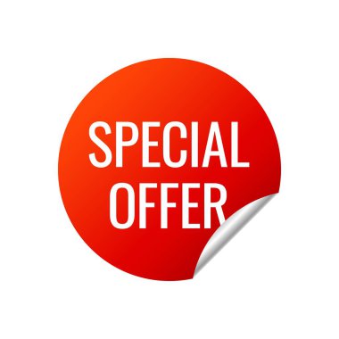 Beyaz arka plan üzerinde Kırmızı Vektör Banner Sticker.