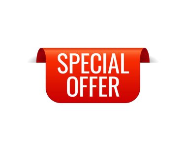 Kırmızı Vektör Banner Şerit beyaz arka plan, üst yer imi.