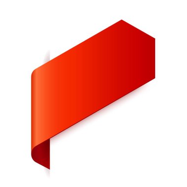 Kırmızı Vektör Banner Şerit beyaz arka plan, sol yer imi.