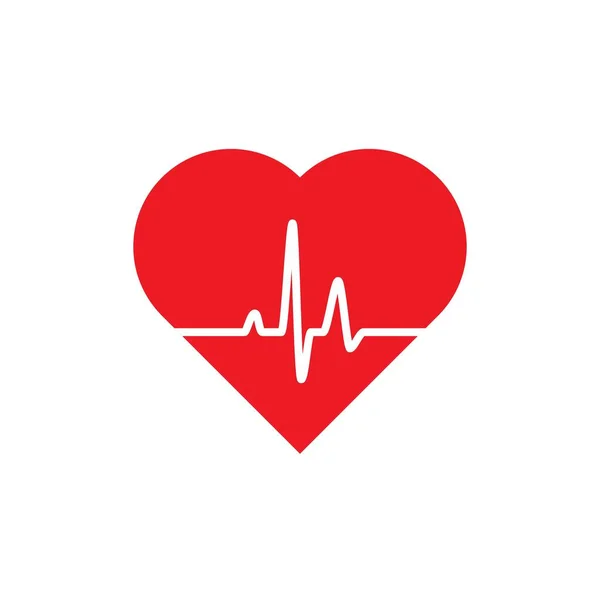 Szív, Icon az emberi egészségre. Vörös szív ikon impulzus vonal fehér alapon — Stock Vector