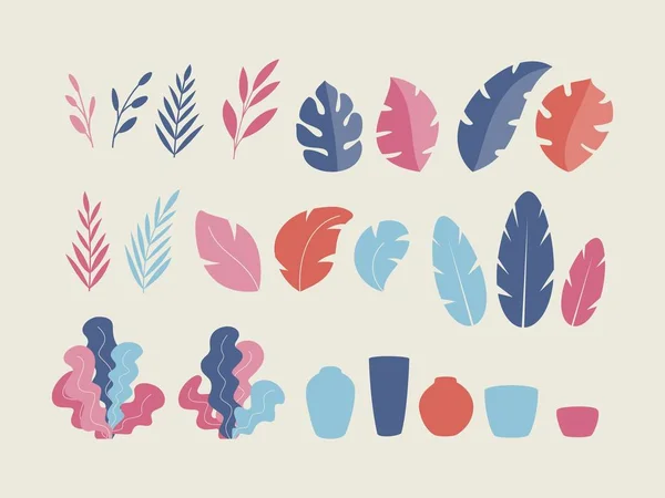 Ensemble de plantes plates, éléments vectoriels d'illustration — Image vectorielle