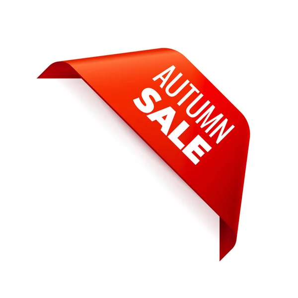Rode vector banner lint op witte achtergrond, hoek lint, herfst verkoop — Stockvector
