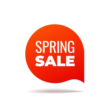 Beyaz arka plan üzerinde Kırmızı Vektör Banner konuşma balonu, bahar satış