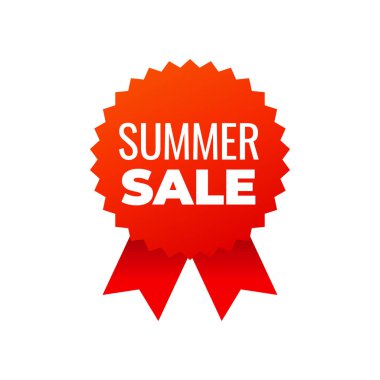 Beyaz arka planda kırmızı ödül madalya sembolü, yaz satışı