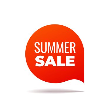 Beyaz arka plan üzerinde Kırmızı Vektör Banner konuşma balonu, yaz satış
