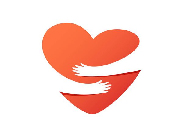 Векторная иллюстрация рук, обнимающих сердце
