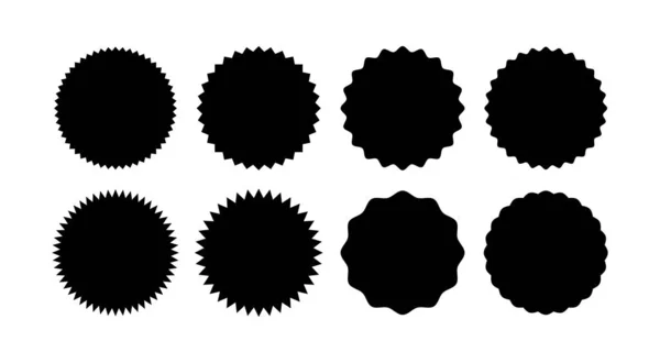 Conjunto de insignias de explosión estelar. Pegatinas Sunburst. Etiquetas en blanco y negro — Vector de stock