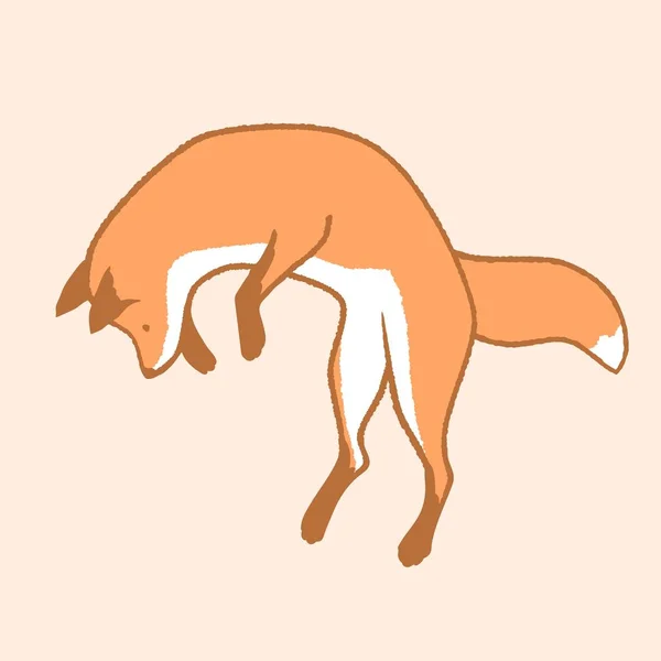 Mignon dessin animé Fox. Renard pendu au saut — Image vectorielle