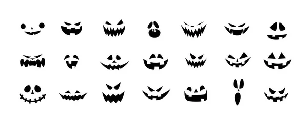 Set di zucche spaventose di Halloween tagliate. Zucche inquietanti spaventose tagliate — Vettoriale Stock