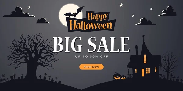 Modello di sfondo promozionale Halloween. Grande vendita — Vettoriale Stock