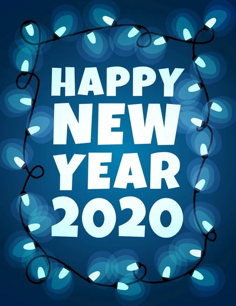 Felice anno nuovo 2020 carta con ghirlanda — Vettoriale Stock