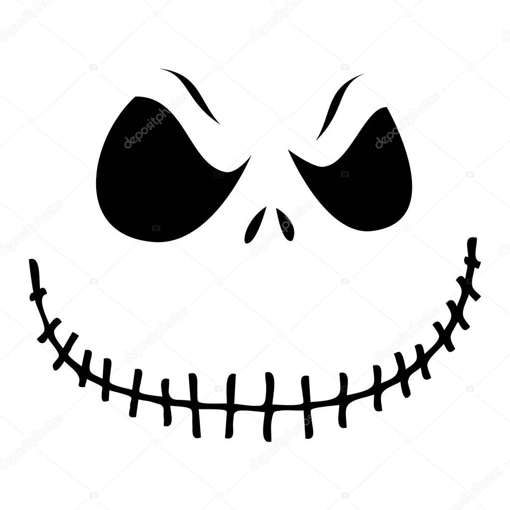 Sinister Pumpkin Face on white background