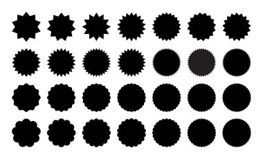 Çeşitli çıkartmalar seti. Siyah beyaz etiketler