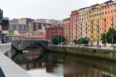 Scenic view of Bilbao downtown, Spain. clipart