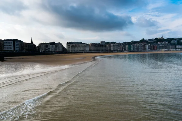 Bahía Concha Cielo Oscuro Donostia España — Foto de Stock