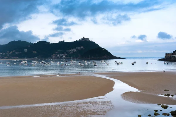 Concha Bay Dark Sky Donostia Spain — Stock Photo, Image