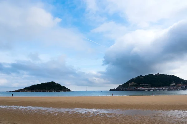 Niedrigwasser Strand Concha San Sebastian Spanien — Stockfoto