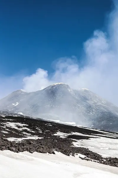 Sommet Fumeur Volcan Etna Sicile Italie — Photo