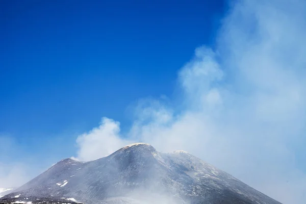 Sommet Fumeur Volcan Etna Sicile Italie — Photo