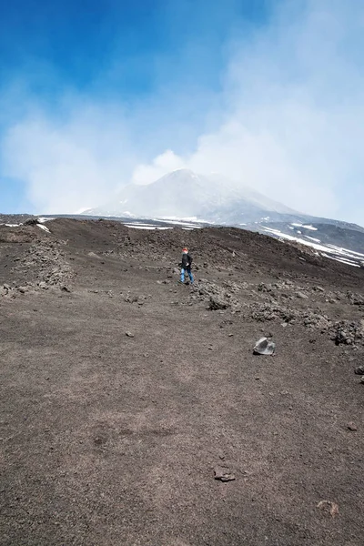 Sommet Fumeur Volcan Etna Sicile Italie — Photo