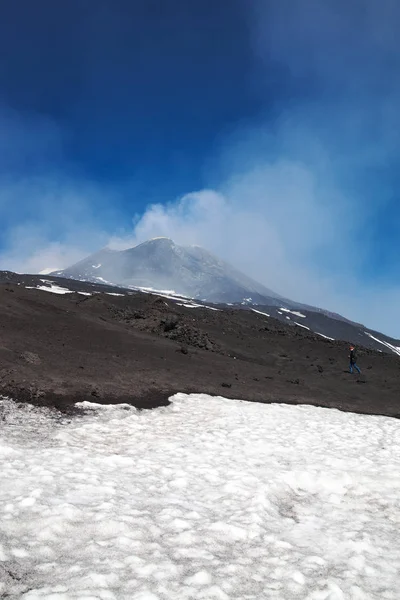 Cumbre Fumadores Del Volcán Etna Sicilia Italia — Foto de Stock
