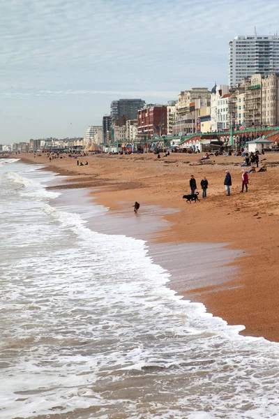 2014年3月5日 英国布莱顿 人们享受阳光明媚干燥的天气 在布莱顿和霍夫海滩上度过时光 — 图库照片