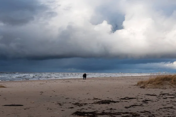 リエパーヤ ラトビア市で冬季にバルト海の海岸 — ストック写真