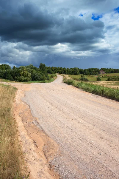 Gravel Countryside Road Summer Afternoon — Stock Photo, Image