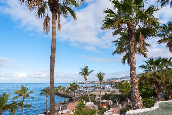 Kust Van Atlantische Oceaan Stad Van Costa Adeje Tenerife Eiland Rechtenvrije Stockafbeeldingen