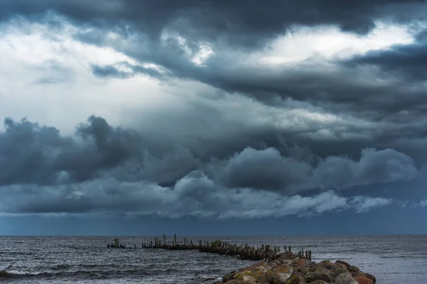 Dia Escuro Por Golfo Riga Mar Báltico — Fotografia de Stock