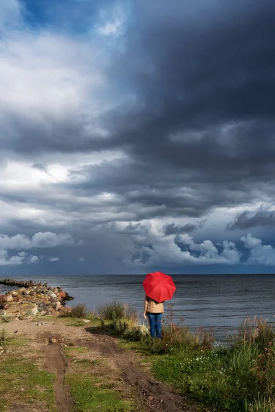 Día Oscuro Junto Golfo Riga Mar Báltico — Foto de Stock