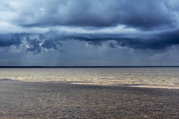 Nuages Sombres Dessus Golfe Riga Mer Baltique — Photo