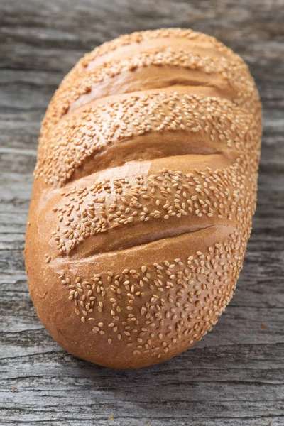 Bread Sesame Seeds Gray Table — Stock Photo, Image