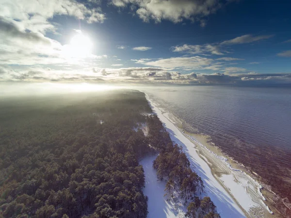 Costa Del Mar Báltico Nevada Helada Junto Liepaja Letonia — Foto de Stock