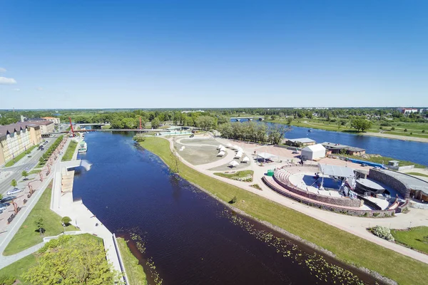 Vista Aérea Ciudad Jelgava Bonito Día Verano Letonia — Foto de Stock