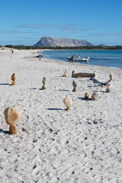 Stones Balance Sardinian Beach — Stock Photo, Image