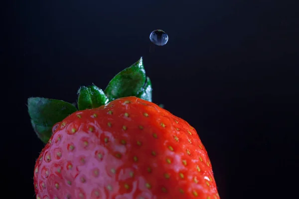 イチゴと Driping 水ドロップ — ストック写真