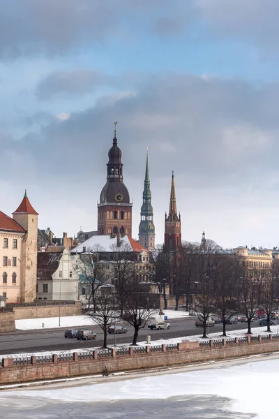 Riga City Daugava River Winter Time Latvia — Stock Photo, Image