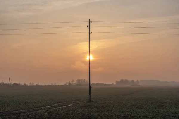 Mlhavé Mokré Ráno Krajině — Stock fotografie