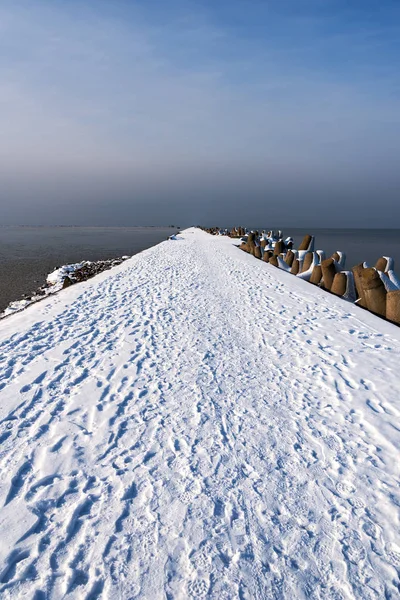 リエパーヤ港 ラトビアの氷の防波堤 — ストック写真