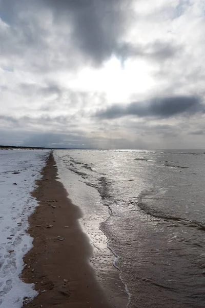 Costa Del Mar Báltico Invierno Cerca Liepaja Letonia —  Fotos de Stock