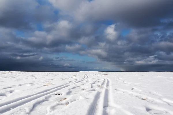 Costa Del Mar Baltico Inverno Vicino Liepaja Lettonia — Foto Stock