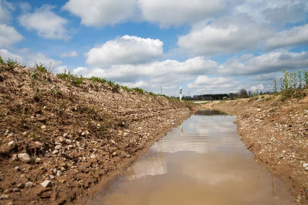 Agua Zanja Camino Grava — Foto de Stock