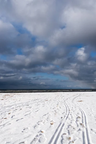 Costa Mar Báltico Inverno Perto Liepaja Letónia — Fotografia de Stock
